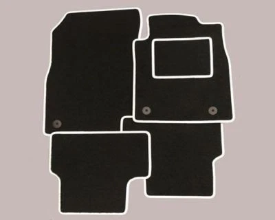 DACIA SANDERO (2013-2020 Fully Tailored Car Floor Mats wHITE TRIM EDGE + 4 Clips - Image 1 of 2