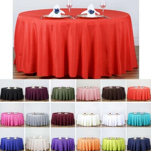 Round Satin Tablecloth Wedding Party Table Cover Solid Color Table Cloth Home - Picture 1 of 33