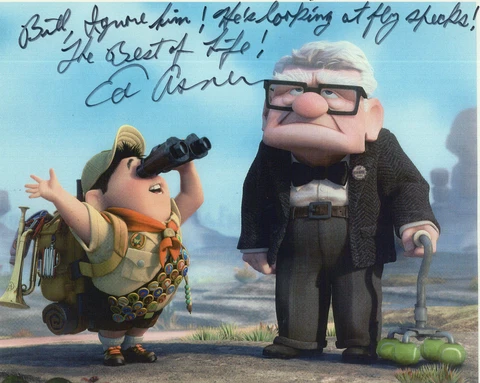 ED ASNER HAND SIGNED 8x10 COLOR PHOTO+COA     AWESOME POSE FROM "UP"     TO BILL Cover