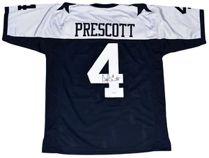 DAK PRESCOTT SIGNED AUTOGRAPHED DALLAS COWBOYS #4 THROWBACK JERSEY JSA - Picture 1 of 1