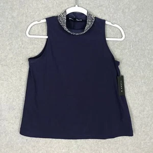 Tiana B Top Womens Small Blouse Tank Beaded Jeweled Embellished High Neck Suit - Picture 1 of 8