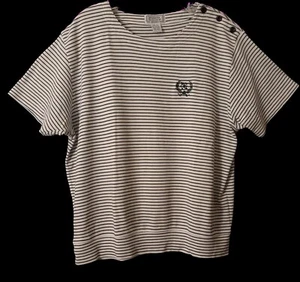 Jennifer Moore Top Womens XL White Black Stripes Band Waist Rose Nautical - Picture 1 of 11