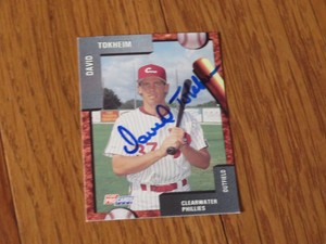 David Tokheim Autographed Hand Signed Card Clearwater Phillies Philadelphia