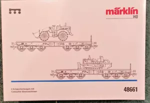 MARKLIN HO 48661 2 HEAVY DUTY FLAT CARS & CATERPILLAR MACHINES NIB EXCLUSIVE - Picture 1 of 4