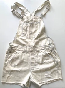 AMERICAN EAGLE Overall Shorts M DISTRESSED Cotton Denim Cut Offs Pockets NWT - Picture 1 of 4