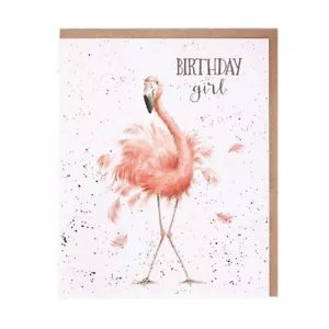 Biglietto Auguri Bambina Buon Compleanno - Wrendale Designs Fenicottero Compleanno Bambina - Foto 1 di 1