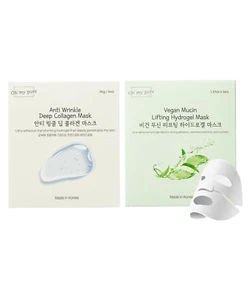 OHMYPURE Hydrogel Collagen Face Mask 5+5EA K-Beauty Luxury Bundle (Antiwrinkle 5 - Picture 1 of 6