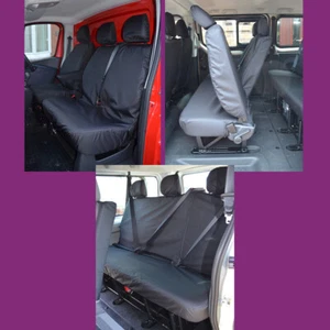 Vauxhall Vivaro Minibus 2014-19 9-seat (NoStorage) Black Waterproof Seat Covers - Picture 1 of 5