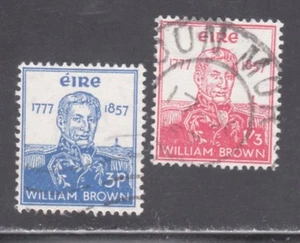 SELLOS IRLANDA #161-162 - CONJUNTO MARRÓN ADM -- 1957 -- USADO - Imagen 1 de 2