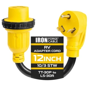 Cable de alimentación adaptador eléctrico para autocaravana de 30 amperios macho a 30 amperios hembra, 12 pulgadas - Imagen 1 de 5