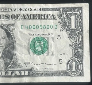 (¡5 DE UNA CLASE 0s!) $1 5 de una clase número de serie elegante serie E40005800C 2017A - Imagen 1 de 3