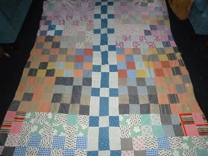 Edredón de retazos de algodón de colección 3" cuadrados cosido a mano y a máquina 62x70" *TLC* - Imagen 1 de 19