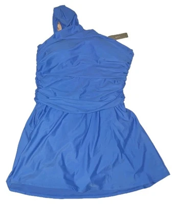 J. Crew заводской женщин собранными в Рюш одно плечо плавать платье размер 16 паруса синий новый с Ярлыками - Изображение 1 из 4