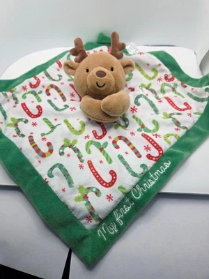 Baby Essentials Reindeer My 1st Christmas Candy Cane Lovey Green red - Image 1 of 4