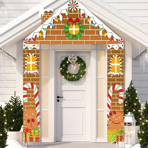 3 Stück Weihnachten Lebkuchen Türdeko Lebkuchenhaus Türabdeckung Mer... - Bild 1 von 7