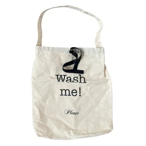 Bag All Wash Me Please Canvas Tote Bag Off White Black Laundry Bag - Picture 1 of 3