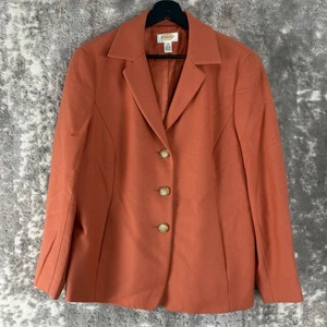 Talbots Petite Size 16 Cashmere Wool Blend Career Blazer Jacket Orange Notched - Picture 1 of 10