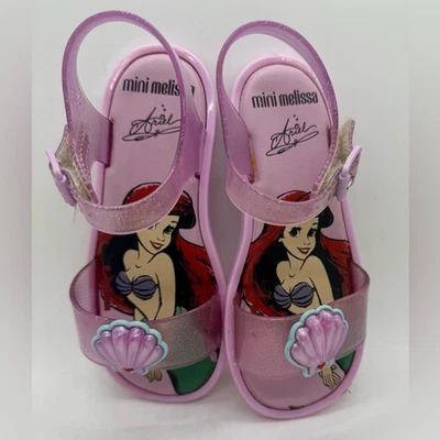 Mini Sandalias Melissa Mar Rosa Brillo Disney Sirenita Ariel - Talla 10 Foto 1 de 4