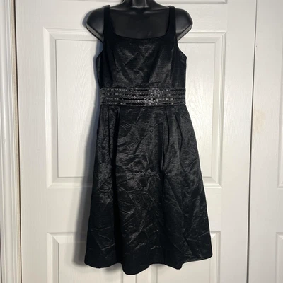 Vestido Carmen Marc Valvo para mujer 8 cuentas metálicas cintura cóctel hasta la rodilla Foto 1 de 4