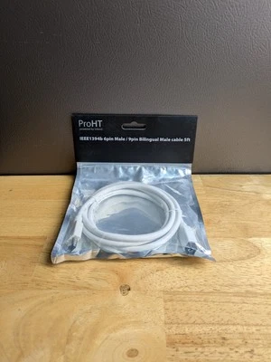 ProHT IEEE1394b 6pin Male to 9pin Bilingual Cable 5ft - Image 1 of 2