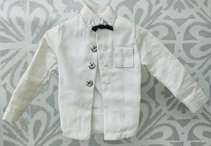 CAMICIA VINTAGE BARBIE KEN BIANCA PAPILLON NERO CON BOTTONI A PRESSIONE - Foto 1 di 8