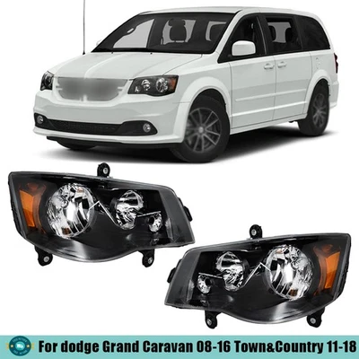 Par de faros para Dodge Grand Caravan 2008-16 Town&Country 2011-2018 Foto 1 de 4