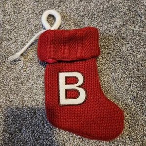 VINTAGE MINI MONOGRAMMIERT B ROT CABEL STRICK WEIHNACHTEN STRUMPF PULLOVER - Bild 1 von 3