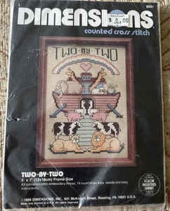 NEU Dimensions Counted Cross Stitch Kit - "Two by Two" #6551 Arche Noah - Bild 1 von 6