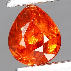0,54ct 5x4,3mm Birne Natur Orange Spessartit Granat Namibia, Afrika Edelstein - Bild 1 von 4
