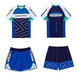 Albino and Preto RNG Comp (Blue) Rash Guard SS Training Short (SET) No Gi Kimono - Picture 1 of 10