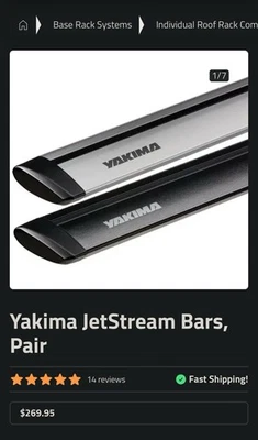 Yakima Jetstream Aero Cross Bars 50" Roof Rack Set of 2 Black New In Box - Image 1 of 4
