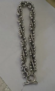"Collar gargantilla cadena tejida bola ADN plata de ley 925 16""" - Imagen 1 de 12