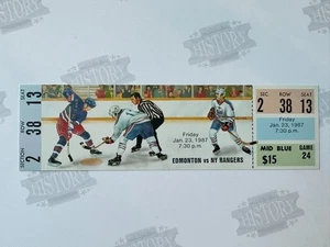 1987 Rangers at Edmonton Oiolers Full Ticket 1/23/87 Gretzky 2G 2A Messier 2G - Picture 1 of 2