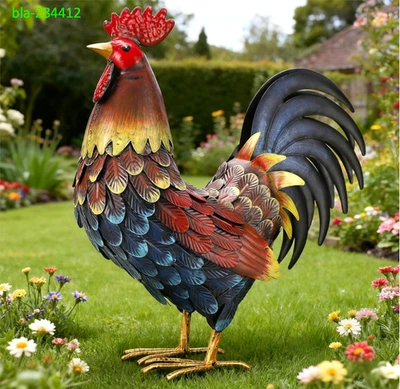 Metal Rooster Garden Statue, Chicken Yard Art Outdoor Decor - Image 1 of 4