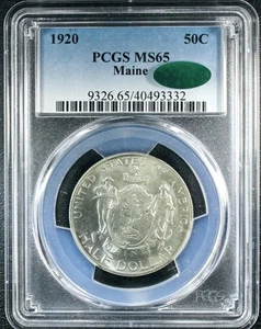 1920 Maine Silver Half Dollar Commemorative - PCGS MS-65 CAC- Superb Coin - Picture 1 of 6