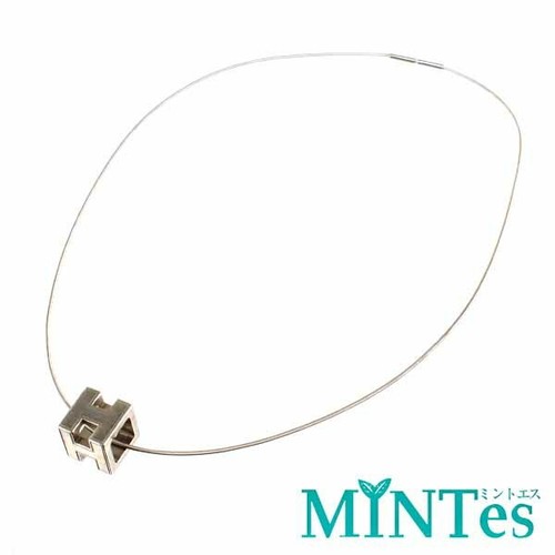 HERMÈS Hermes Cardigan Cenere H Cubo Collana Argento Metallo Ciondolo Accessori Uno O