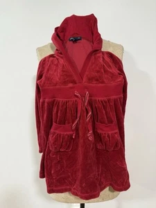 GAP V-Neck Empire Waist Long Sleeve Red Hooded Dress Girl's Size Medium - Picture 1 of 6