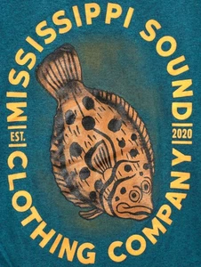 MISSISSIPPI SOUND CLOTHING COMPANY T-SHIRT TEE FLUNDER TÜRKIS GRÜN BLAU HERREN L - Bild 1 von 6