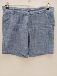 Next Pantalones Cortos Chinos Mujer Talla 12 Mezcla de Lino y Algodón Azul Bolsillos Delanteros Pierna 8" - Imagen 1 de 20
