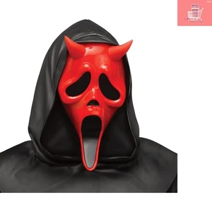 Officially Licensed Devil Face Adult Mask with Hood for Spooky Halloween Fun - Picture 1 of 3
