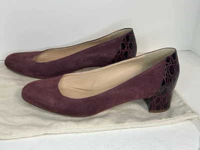 J.Crew, Evelyn, Maroon/Wine Suede Croc Embossed Block Heel, Size 10 - Image 1 of 4