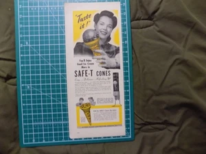 1946 PRINT AD SAFE-T CONES EISCREME LECKER - Bild 1 von 1