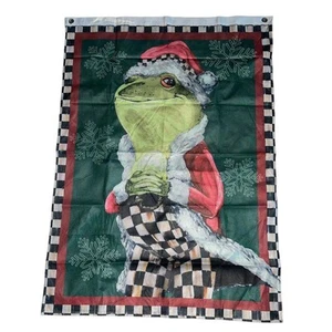MacKenzie Childs Festive Fergal Frog Christmas Flag Courtly Check 40”x28” NEW - Picture 1 of 4