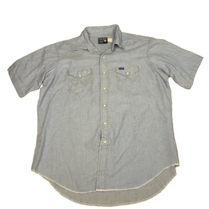 Camisa con botones de manga corta Wrangler para hombre azul talla 18 LT perla a presión - Imagen 1 de 7