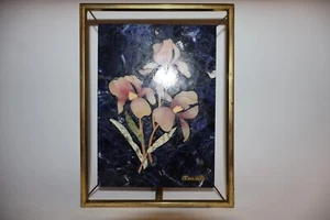 Vintage Pietra Dura Inlaid Stone Floral Plaque Mosalite  - Picture 1 of 6