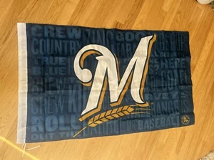 New Milwaukee Brewers Wisconsin Flag 5’ x 3’ MLB Man Cave Beer Seat Holder Flag - Picture 1 of 3