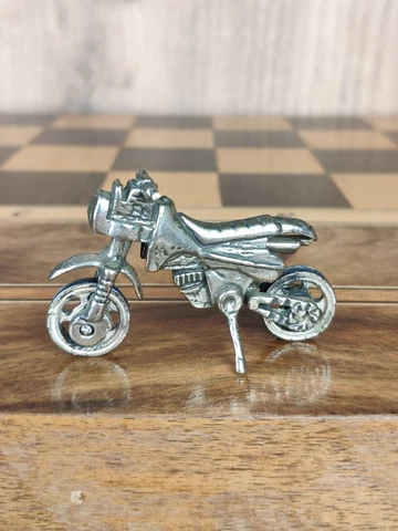 Miniature Vintage Collectible Silver 800 Figure motorcycle 25 gr  Height 2,8 cm Cover