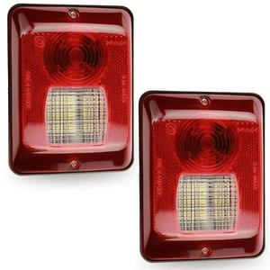 2x LED RED 6" x 4.5" Trailer Truck Lights Square Stop Reverse Light Marine New - Picture 1 of 6