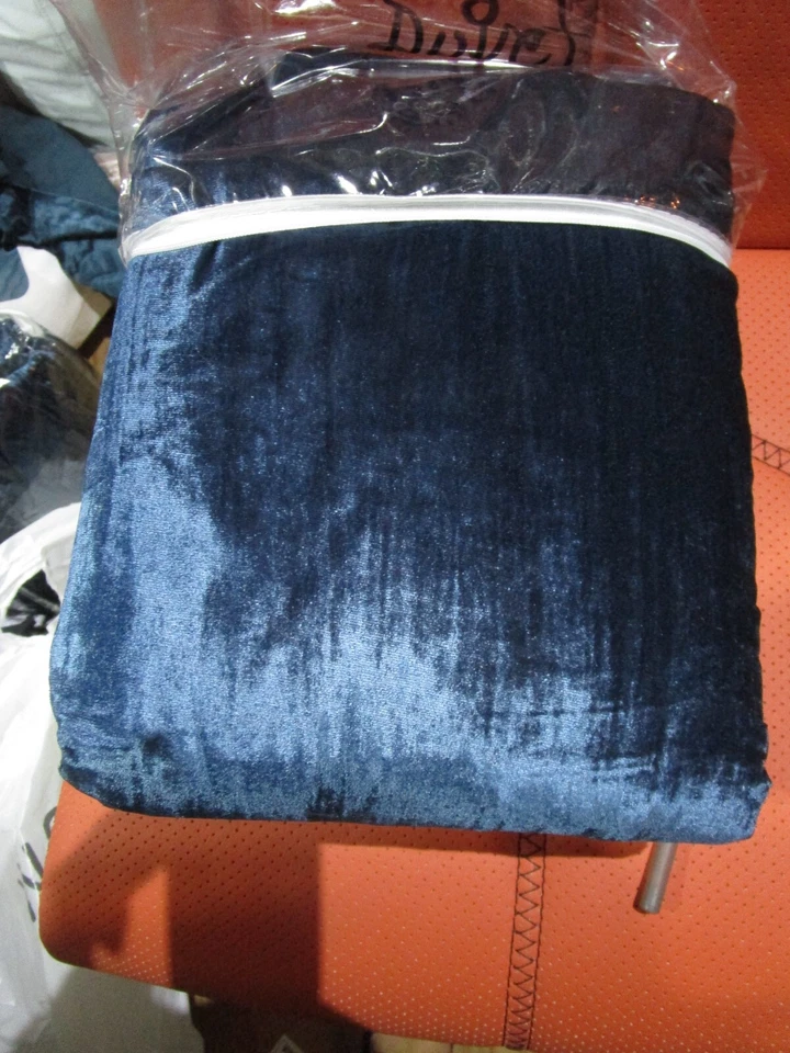 Funda nórdica de terciopelo arrugado West Elm king real azul nueva con etiqueta Foto 1 de 1