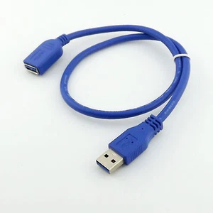 USB 3.0 A Male Plug to 3.0 A Female Socket 50cm Super Fast Extension Cable Cord - Picture 1 of 5